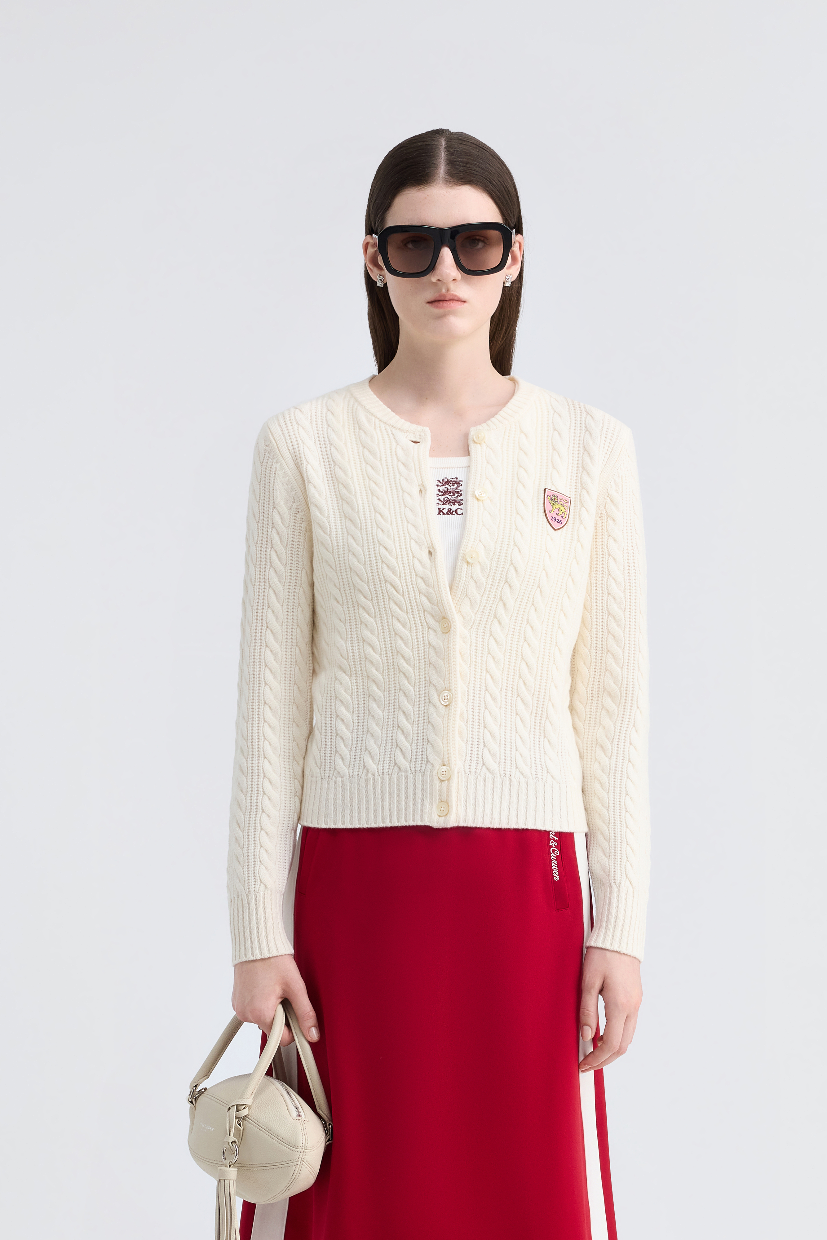Lion Emblem Cable Knit Cardigan | KENT&CURWEN