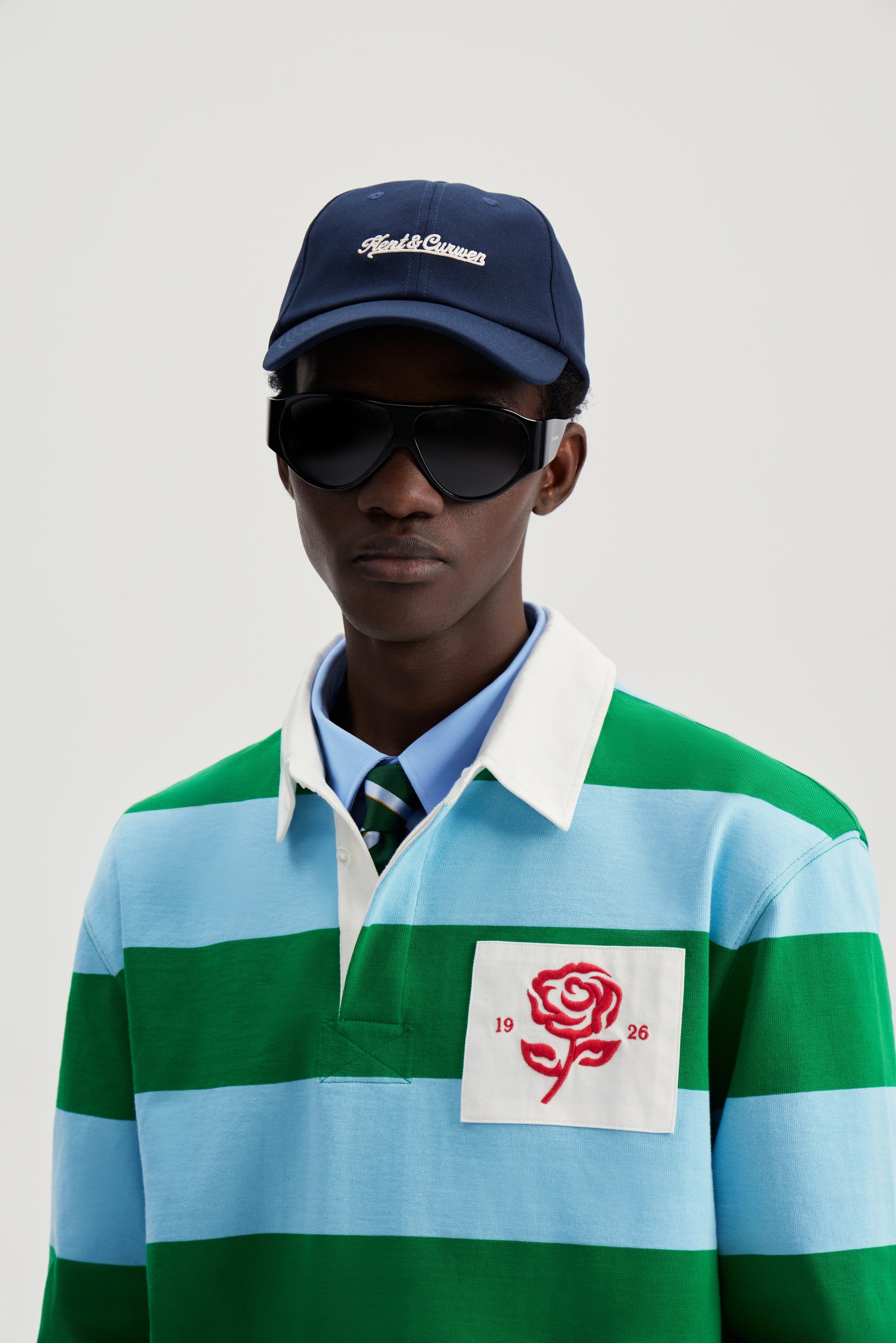 Green and Blue Striped Cotton-Jersey Rugby Shirt | KENT&CURWEN