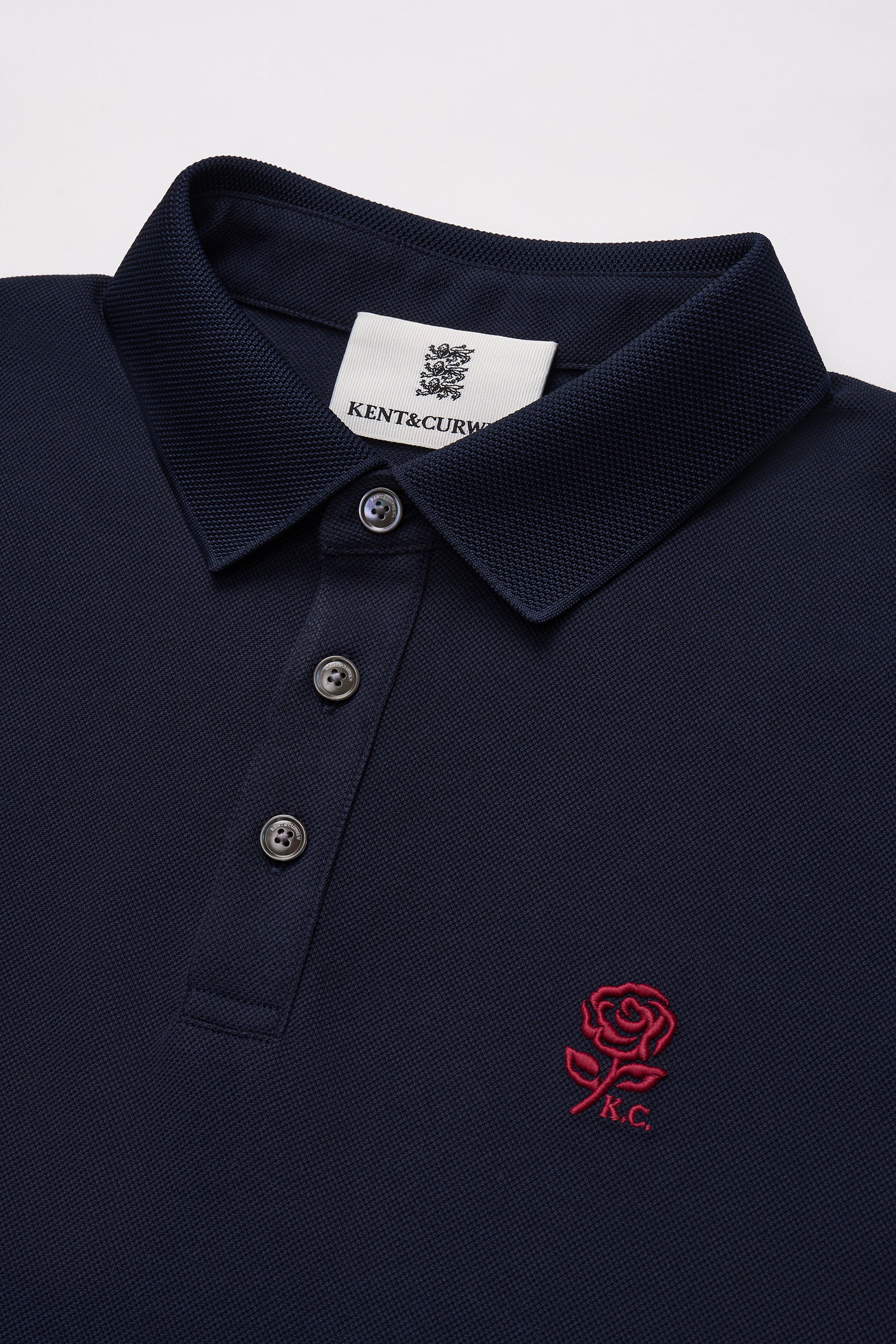 Navy Embroidered Rose Polo Shirt - KENT&CURWEN