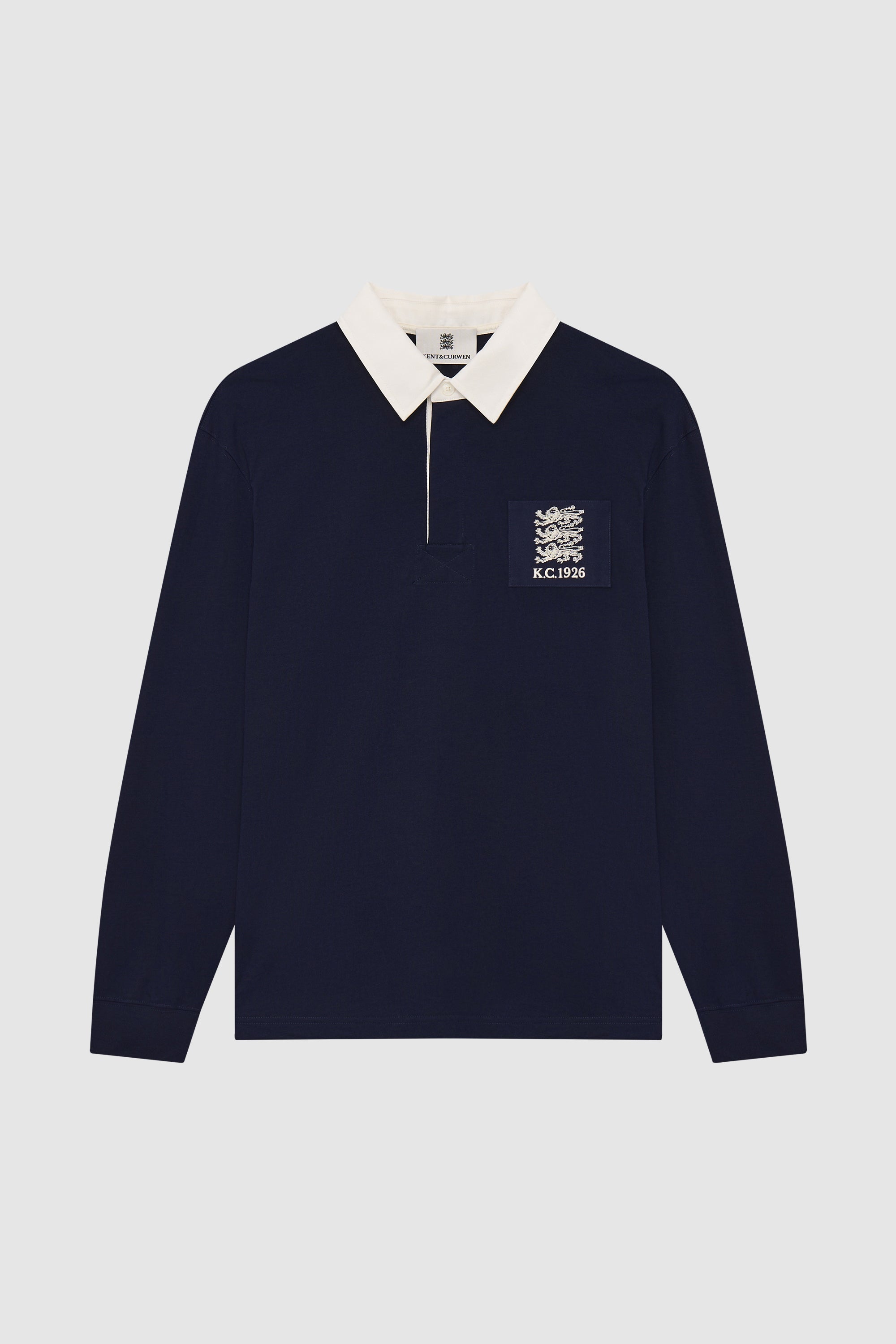 Deep Navy Three Lions Long-Sleeve Rugby Polo shirt - KENT&CURWEN