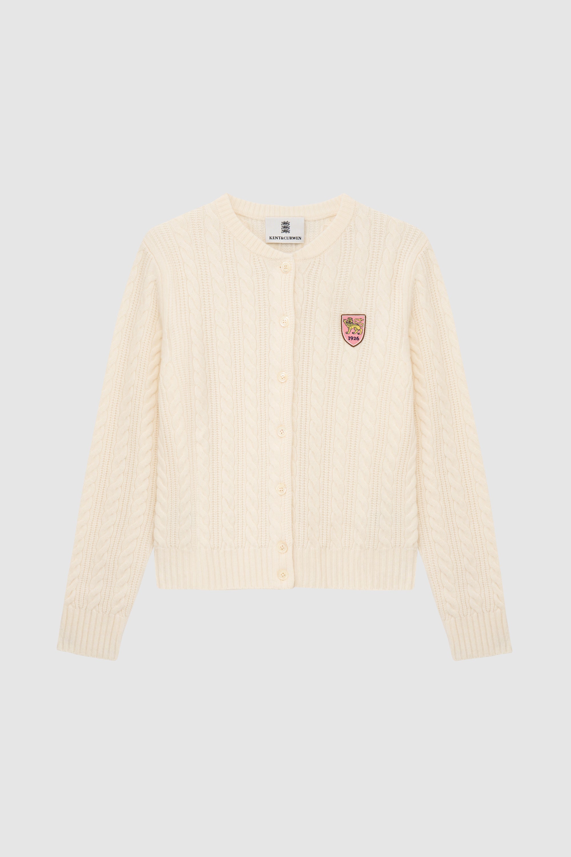 Lion Emblem Cable Knit Cardigan | KENT&CURWEN