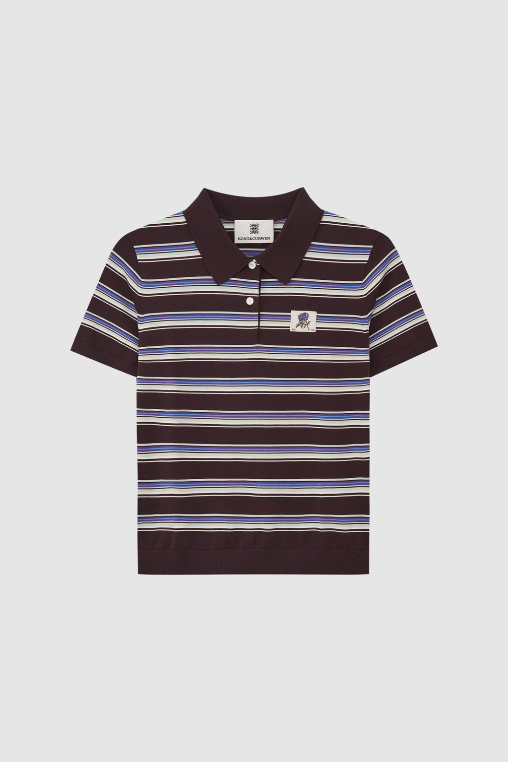 Women’s Rose-Embroidered Striped Polo Shirt