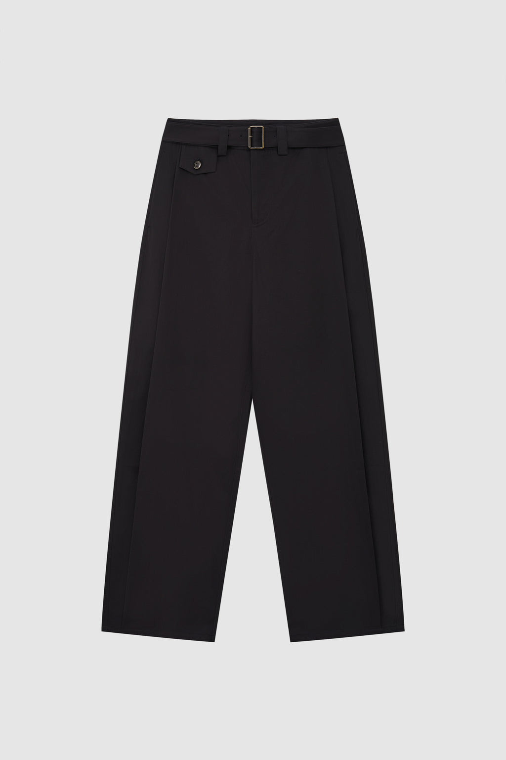 Women's High-Waist Belted Wide-Leg Cotton Trousers