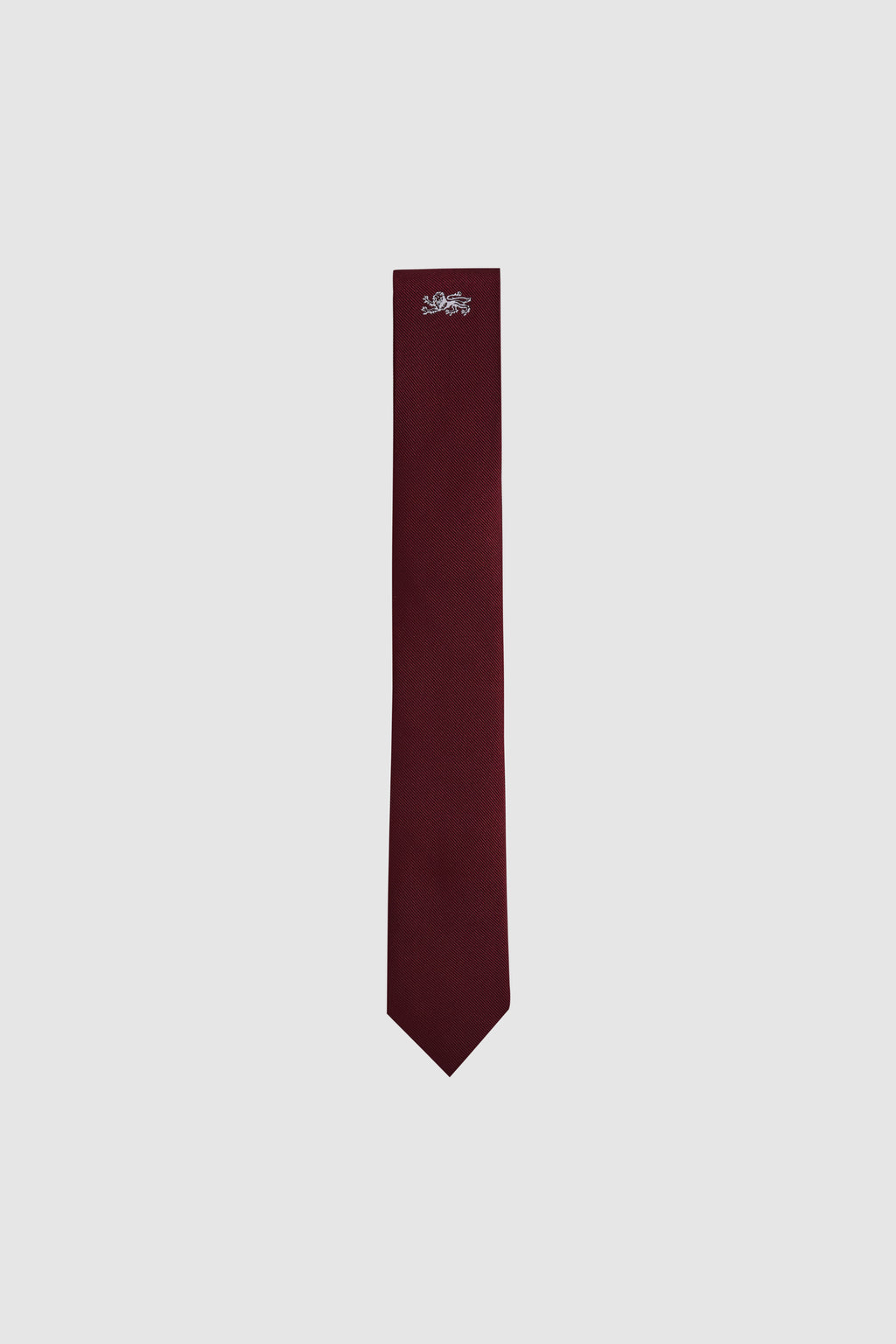 Lion-Embroidered Silk Tie
